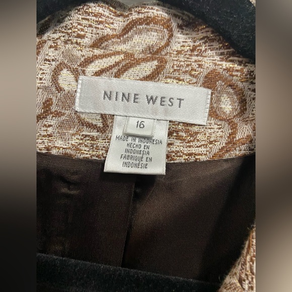 NINE WEST BROWN CREAM FLORAL SUIT JACKET SIZE 16 - Picture 3 of 7